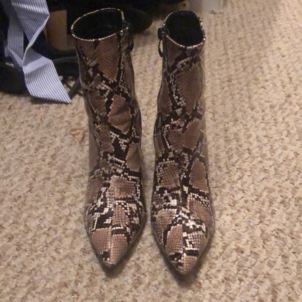 Snake print booties